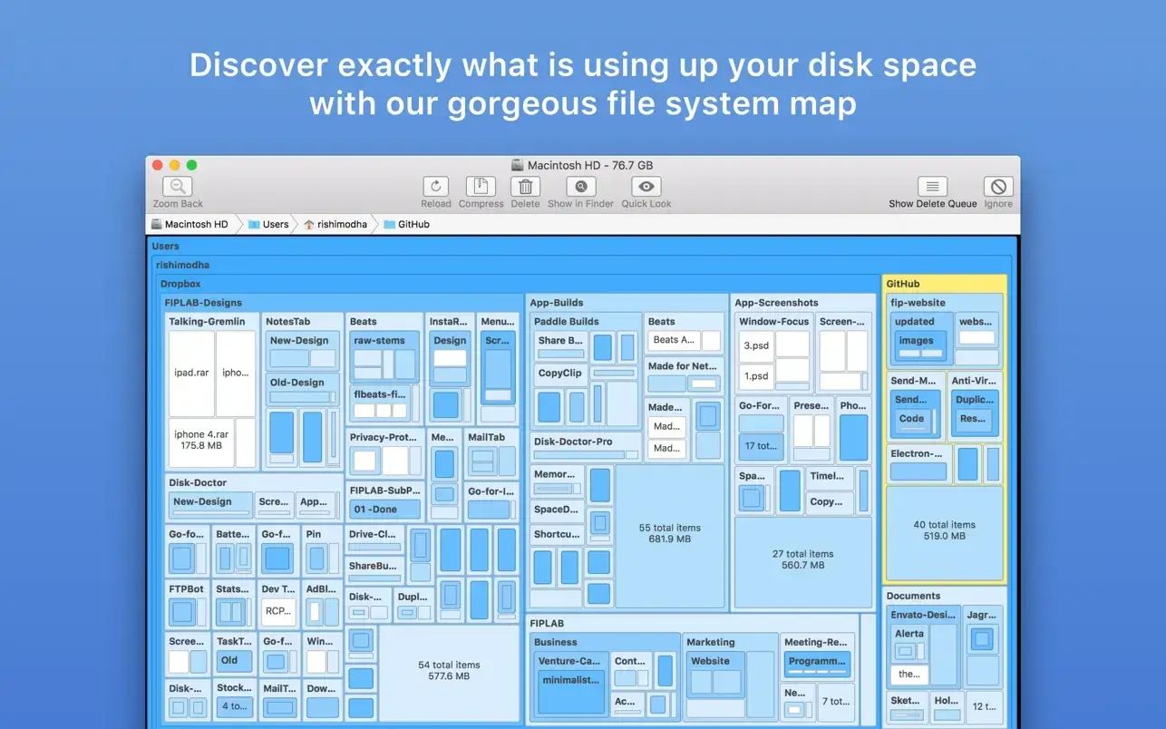 Disk Map for Mac v2.7 - 可视化硬盘驱动器内容工具