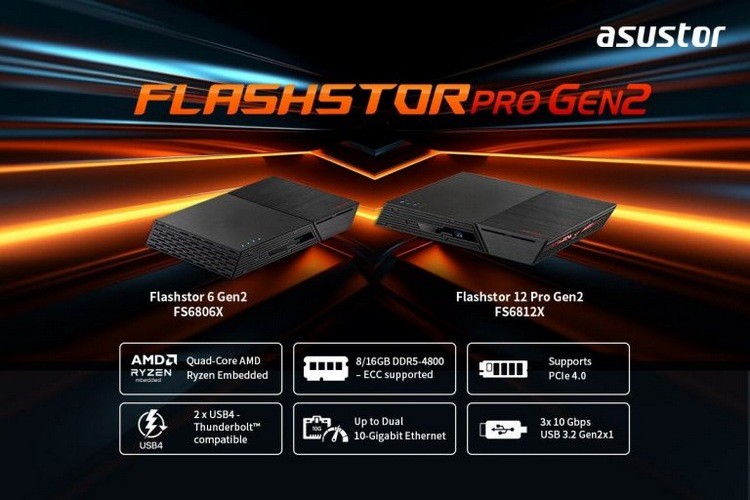 爱速特发布 Flashstor Gen 2 系列 NAS，AMD锐龙平台、最多12路M.2 SSD，双万兆